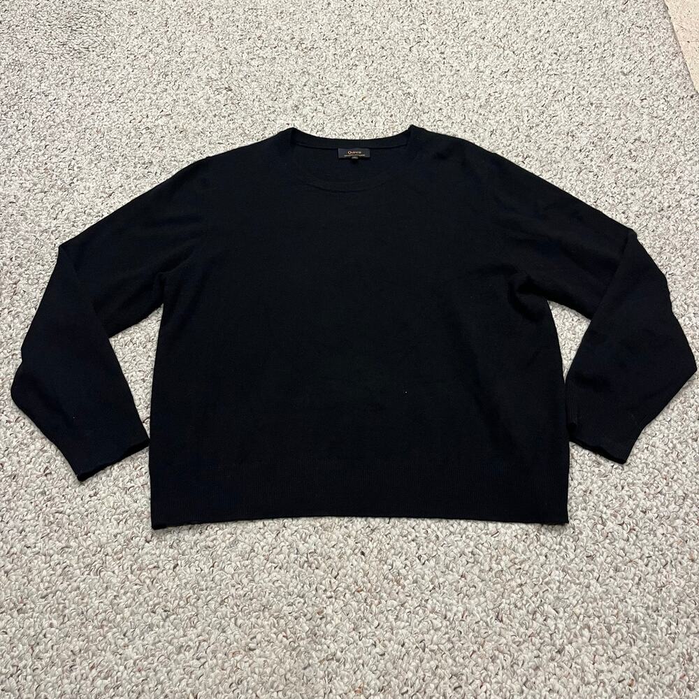 Quince Mongolian Cashmere Crewneck Sweater XL Black Cashmere Quiet Luxury
